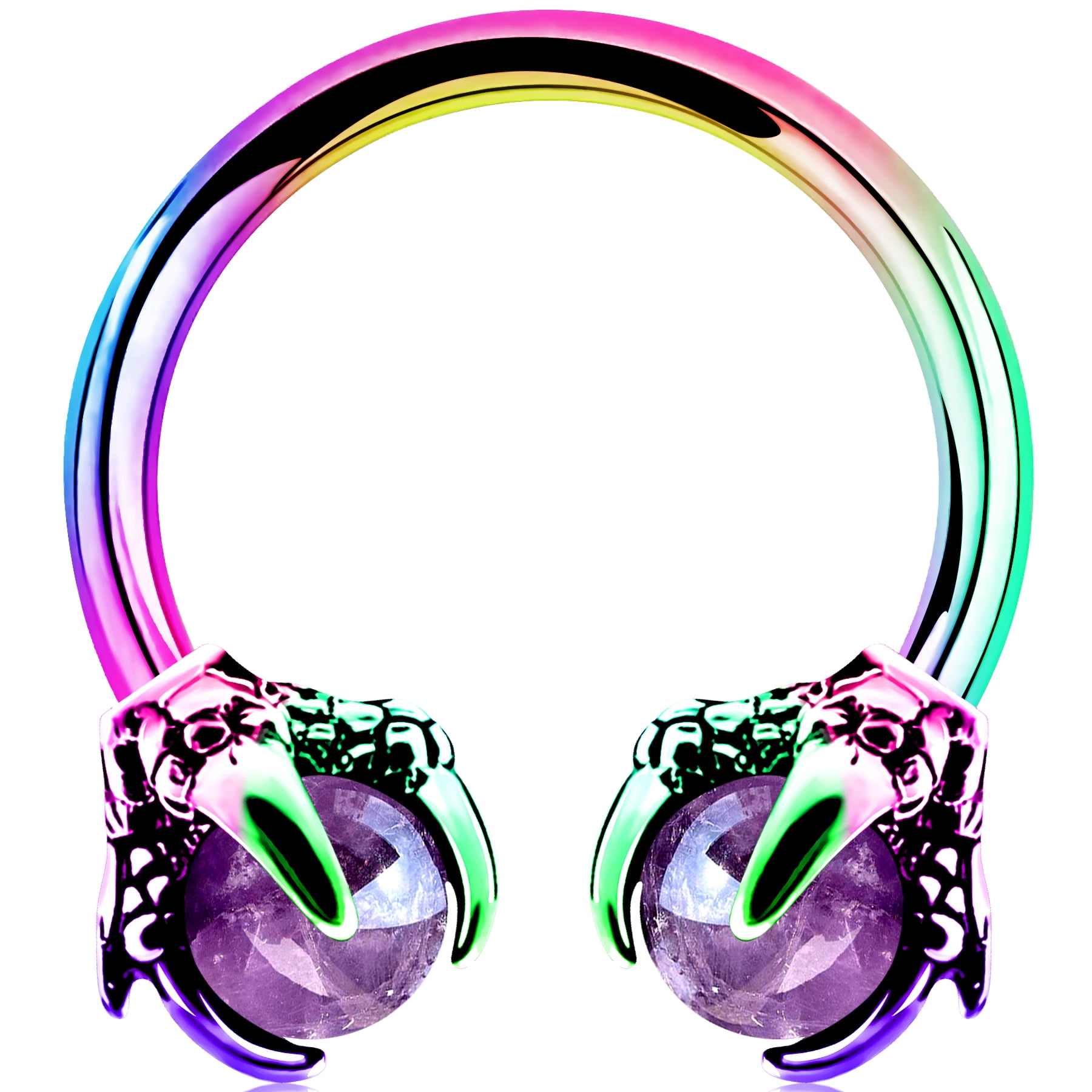 【最安値挑戦】 OUFER 316L Surgical Steel Dragon Claws Amethyst Opals アクセサリー