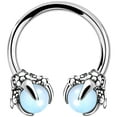 thumbnail image 1 of OUFER 316L Surgical Steel Captive Bead Rings Circular Earrings Two White Opals Surrounded by Dragon Claws Cartilage Earing Ear Body Piercing Jewelry Helix Earrings Piercing Horseshoe Rings, 1 of 7