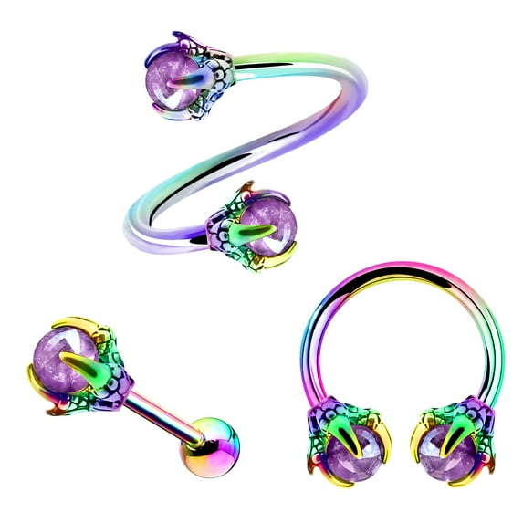 OUFER 3PCS Cartilage Earrings 316L Surgical Steel Mixed Earrings with Dragon Claw Twist Helix Earring Ear Body Piercing Jewelry Tragus Earring