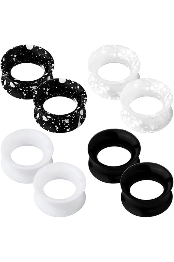 8PCS Silicone Ear Gauges Flexible Ear Tunnels Plugs Stretchers Expander Double Flared Flesh Ear Piercing Jewelry for Women Men(12mm)
