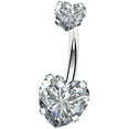thumbnail image 1 of OUFER Belly Button Rings 14G Surgical Steel Faceted Heart Cubic Zirconia Navel Rings Body Piercing Jewelry, 1 of 6