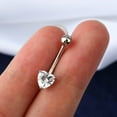 thumbnail image 1 of OUFER Belly Navel Rings 14K Solid White Gold Belly Button Rings Heart Solitaire Cubic Zirconia Belly Button Rings Navel Rings Body Piercing Jewelry（White Gold）, 1 of 3