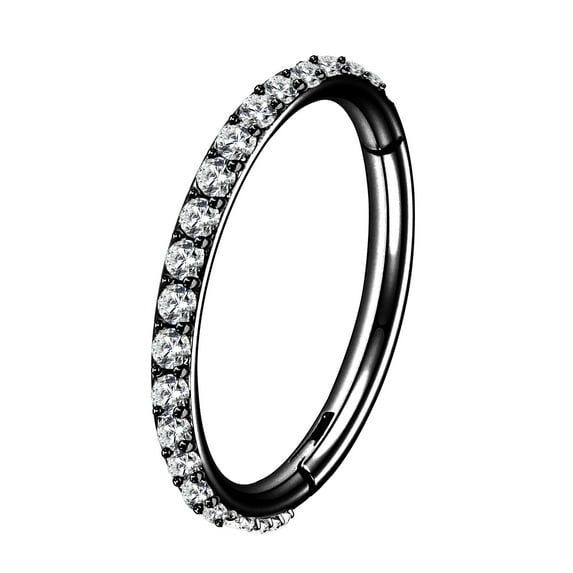 OUFER Black Conch Earring Hoop 16G Stainless Steel Cartilage Earrings Clear CZ Paved Tragus Helix Earrings Cartilage Earring Septum Nose Ring Hoop 12mm Inner Diameter