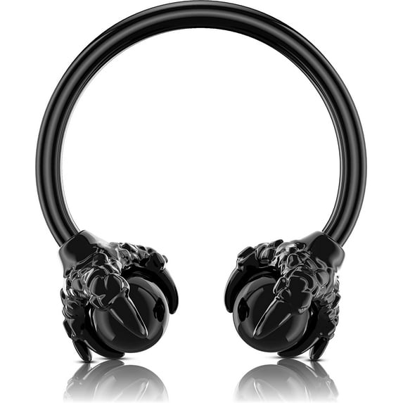 OUFER Dragon Claw Septum Ring Blac Onyx 16G Body Piercing Jewelry Non-Allergic 10mm, Surgical Steel