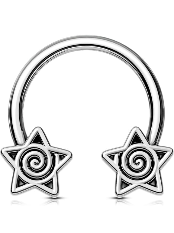 Daith Earring Septum Rings 16G Septum Jewelry Star Gothic Tragus Helix Piercing Jewelry for Women Men 10MM