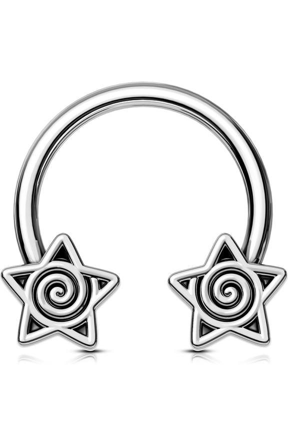Daith Earring Septum Rings 16G Septum Jewelry Star Gothic Tragus Helix Piercing Jewelry for Women Men 10MM