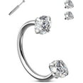 thumbnail image 1 of OUFER Double Cubic Zirconia Horseshoe Nose Rings 20G Nose Studs Internally Threaded Septum Rings 316L Stainless Steel Lip Eyebrow Helix Nostrial Piercing Jewelry with Piercing Ball Grabber, 1 of 7