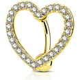 thumbnail image 1 of OUFER Heart Belly Button Rings Pave CZ Crystal Top Down Belly Rings 14G Surgical Steel Navel Piercing Jewelry(Yellow gold), 1 of 3