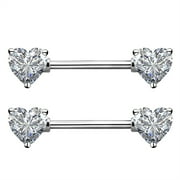 OUFER Heart Cubic Zirconia 14g Surgical Steel Nipple Barbell Rings