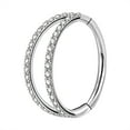 thumbnail image 1 of OUFER Helix Piercing Jewelry Double Row Diamonds Cartilage Earrings Stainless Steel Helix Earring Hoop Daith Ring with Shiny Clear CZ(16G 8mm), 1 of 3