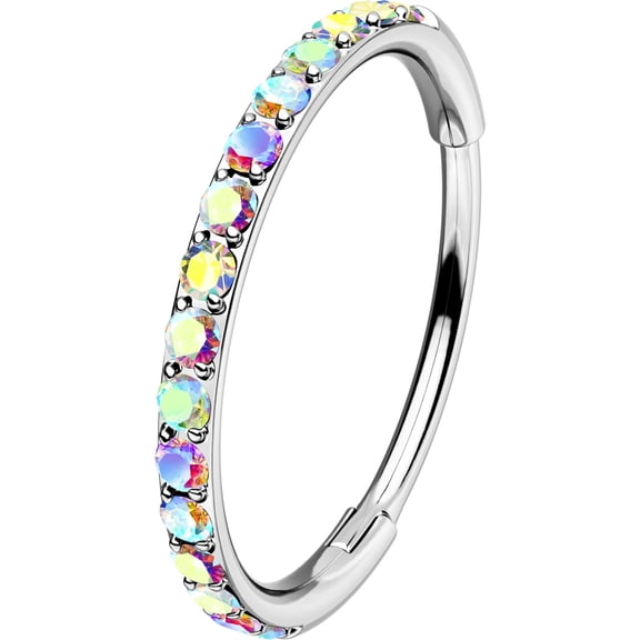 OUFER Mini Huggie Hoop Earrings Stainless Colorful Zircon Cartilage Earrings for Women Rose Gold