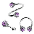 thumbnail image 1 of OUFER Purple Cartilage Earrings, Surgical Stainless Steel, 3 Pieces, 1 of 3