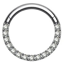 OUFER Titanium Daith Earring Hoop Solid G23 Titanium Cartilage Tragus Helix Rings 16G Septum Piercing Jewelry Hinged Segment Hoop with Clear CZ Paved