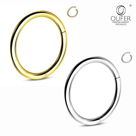 OUFER Titanium Earrings Gold Plated Silver 18G Clicker Nose Helix Cartilage Lobe Daith Piercing