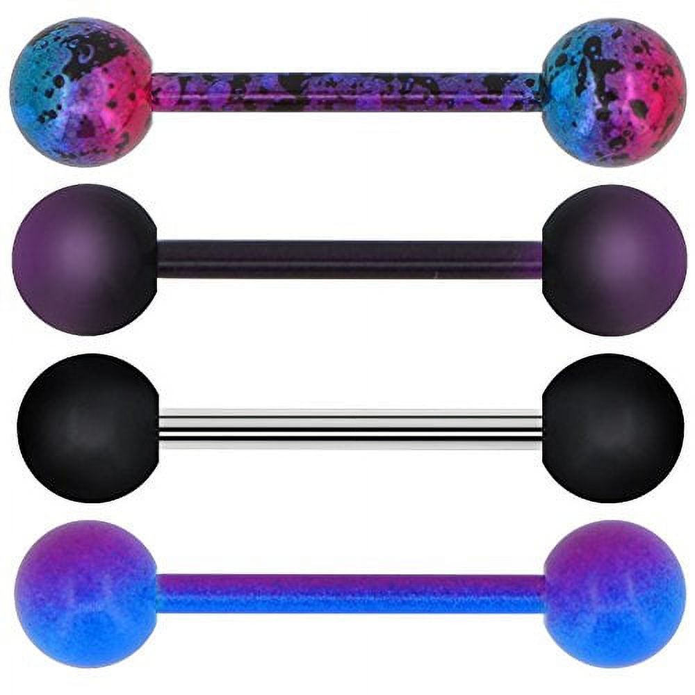 Body Jewelry 14G Tongue Barbell Value Pack, Neon Pink