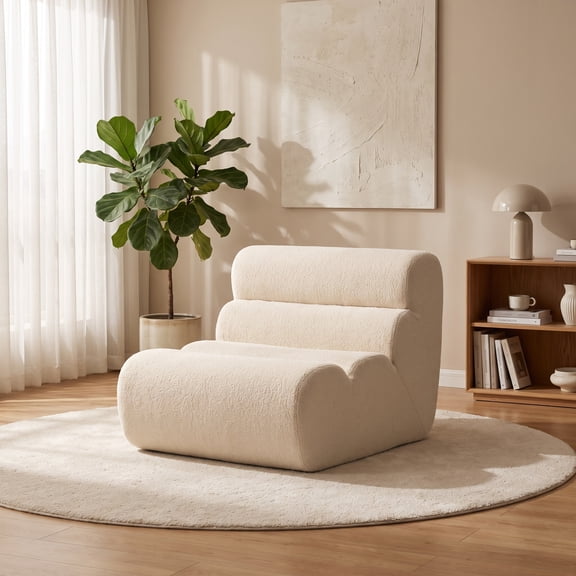 OUGRAZ Boneless Sofa Chair, Ergonomic Floor Lounge Chair for Living Room,Beige
