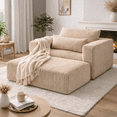 thumbnail image 1 of OUGRAZ Oversized All-Foam Corduroy Lounge Chair with Ottoman, Modular Deep-Seat Floor Couch, Compressed Shipping & Easy Assembly, 50.98" W × 62.6" D × 23.62" H，Beige, 1 of 11