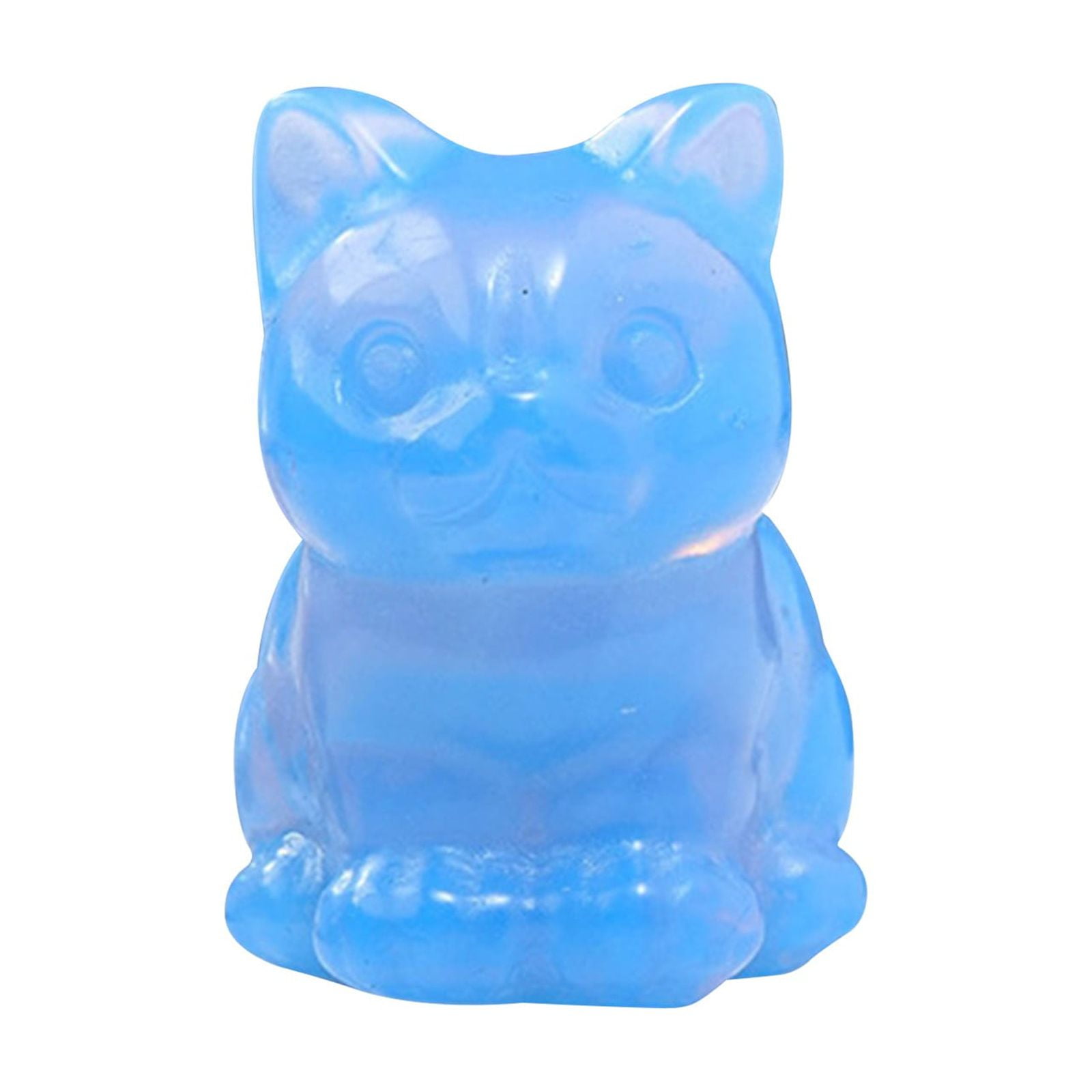 OUHGE Rose Quartz Crystal Cat Figurine Lucky Cute Cat Statue Gift for Women and Kids