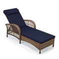 thumbnail image 1 of OUINCH Outdoor Wicker Lounge Chair with Cushion, 6-Position Adjustable Patio Chaise Lounge, All Weather Lay Flat Pool Sunbathing Recliner Chair, Armrest and Head Pillow, Fade-Resistant, Navy Blue, 1 of 8