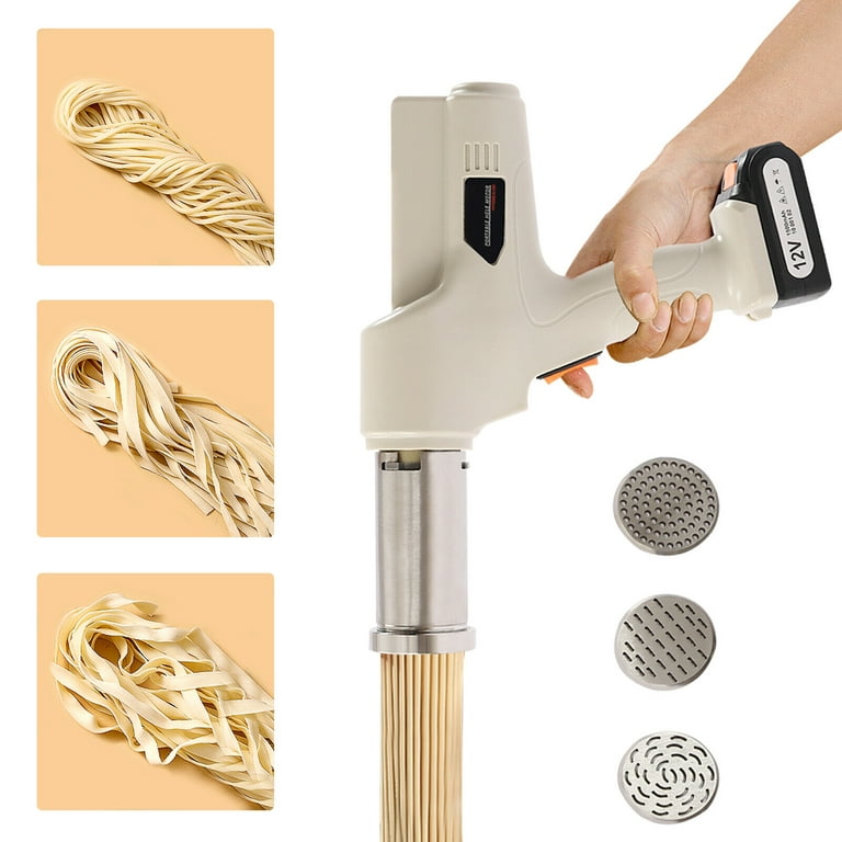 OUKANING 110V 78W Electric Handheld Pasta Maker 0.2inch/S Pushing Gun Auto  Noodle Pressing Machine with Measuring Cup 