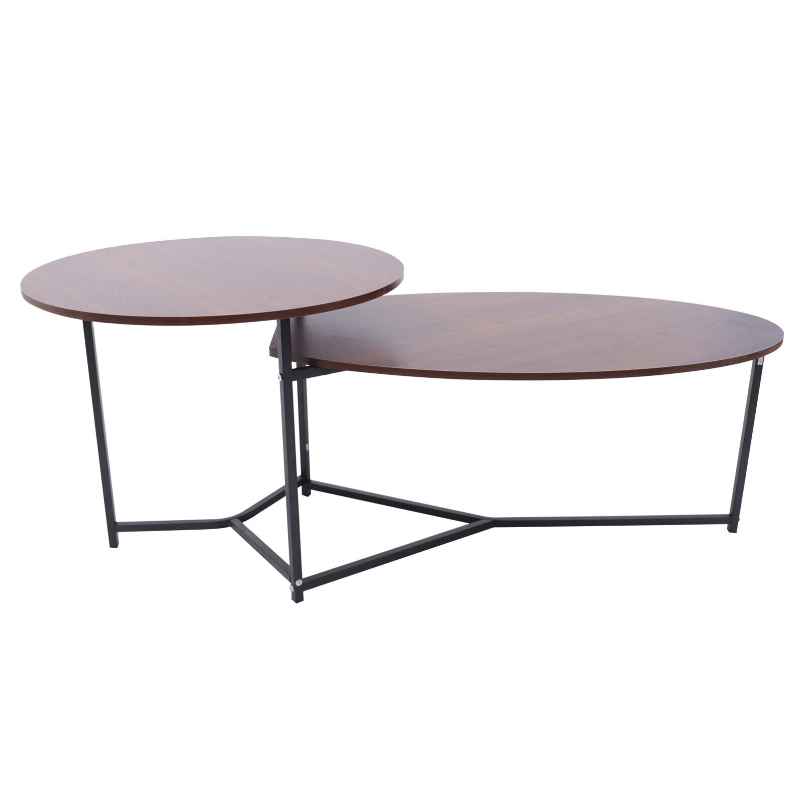 OUKANING 2in1 Sofa Side Round Tables End Table Storage Coffee Table