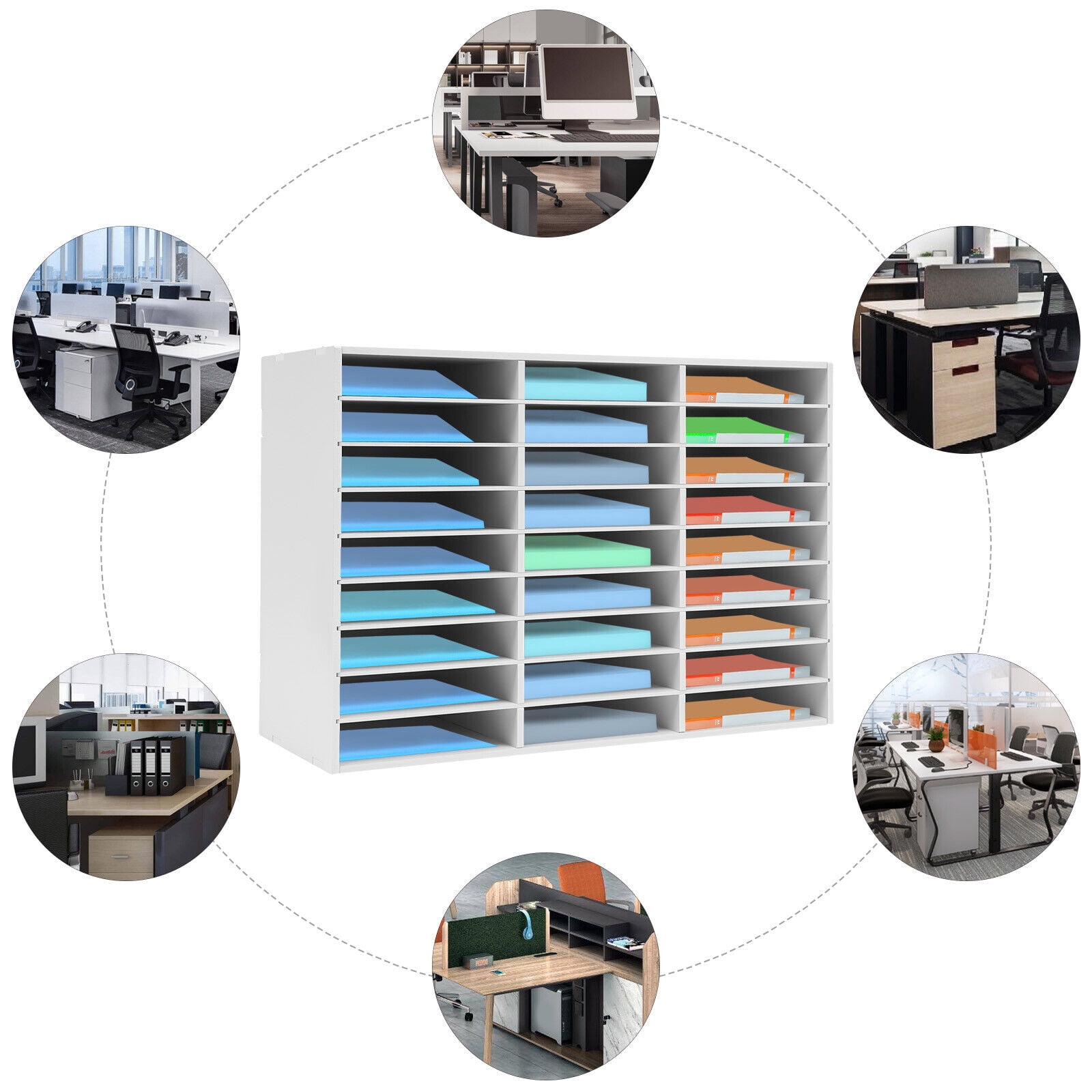 OUKANING 27 Slots File Sorter Literature Organizer Mail Paper Storage