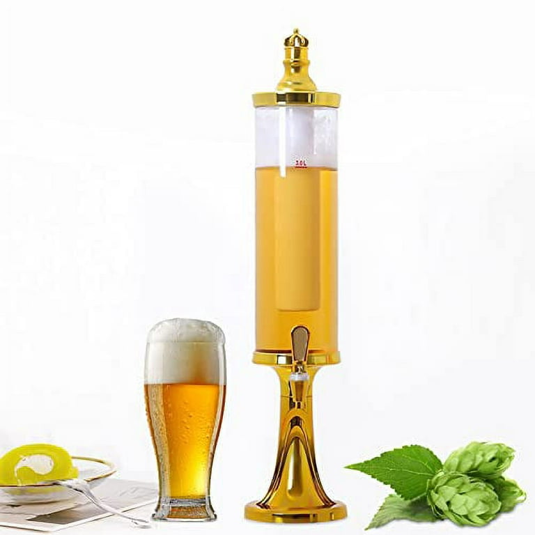 OUKANING 3L Beer Tower Dispenser Drink Container Wine Beer Milk Beverage  Tower Dispenser Tool w/LED Lights Bar Party 
