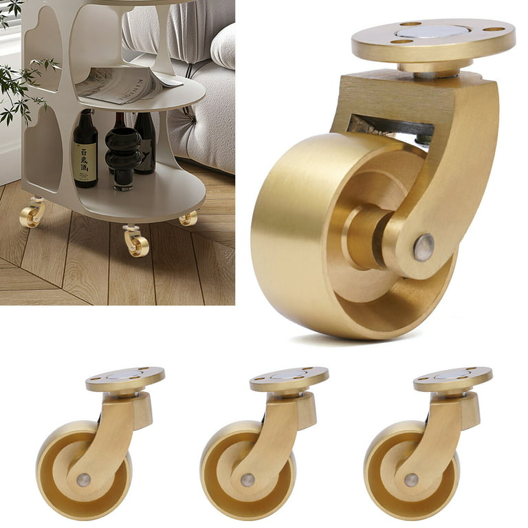 OUKANING 4Pcs Brass Casters Swivel Caster Wheels Furniture Caster with Top  Plate & Bearing Set