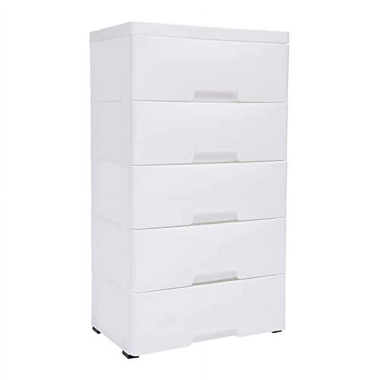 OUKANING 5-Tier 5 Drawers Plastic Dresser Storage Cabinet Bedroom