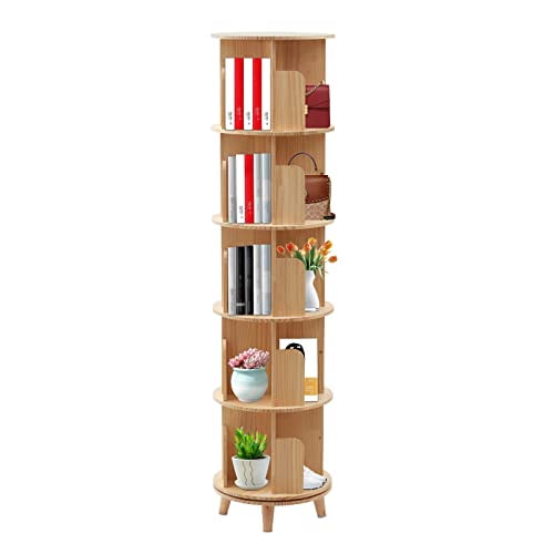 Oukaning 4-Layer 360 Rotating Bookshelf Display Rack Freestanding Storage  Rack Organizer Bookcase 