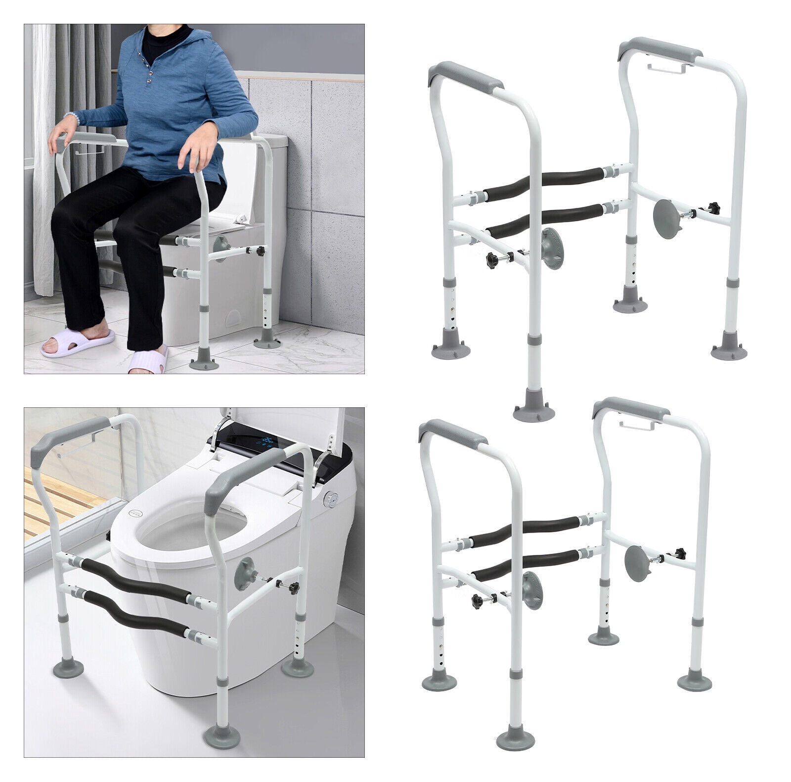 OUKANING Adjustable Bathroom Toilet Handrails Grab Bar Stand up Aid