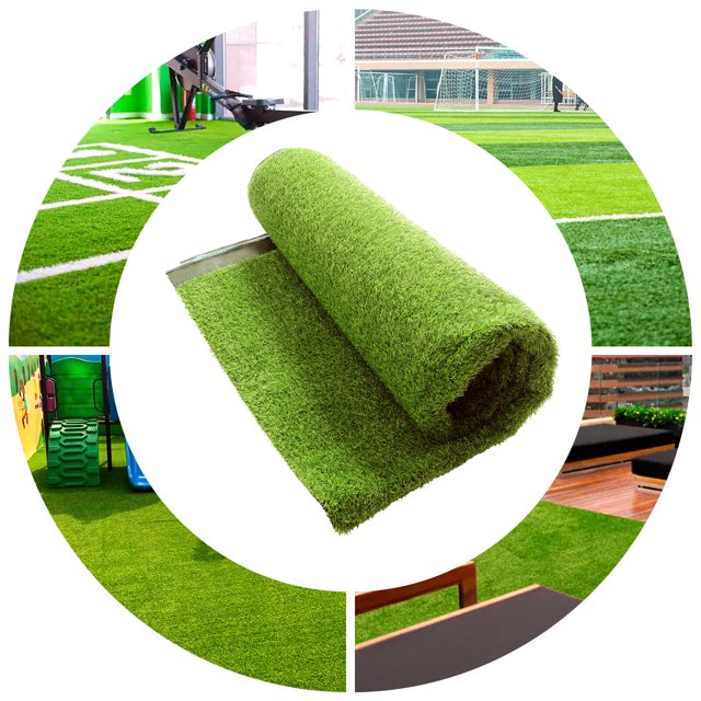 OUKANING Artificial Fake Grass Mat Green Turf Outdoor Rug Grassland