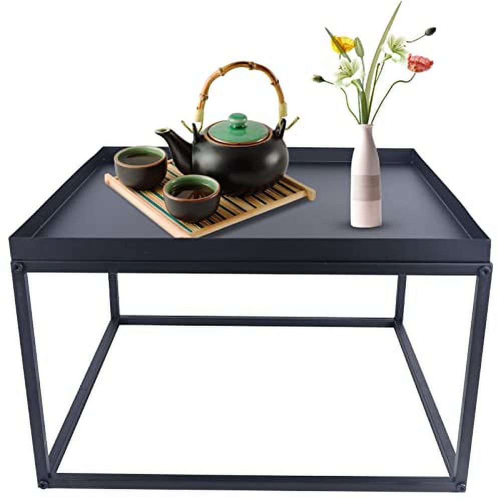 OUKANING Black Side End Table Metal Patio Table Coffee Table Square Indoor Outdoor Table - image 1 of 9
