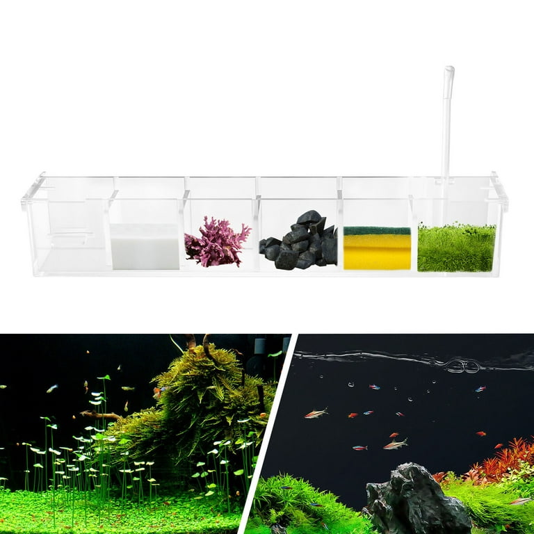OUKANING External Hang On Filter Box 6 Grids Acrylic Aquarium Fish Tank Box  Transparent 