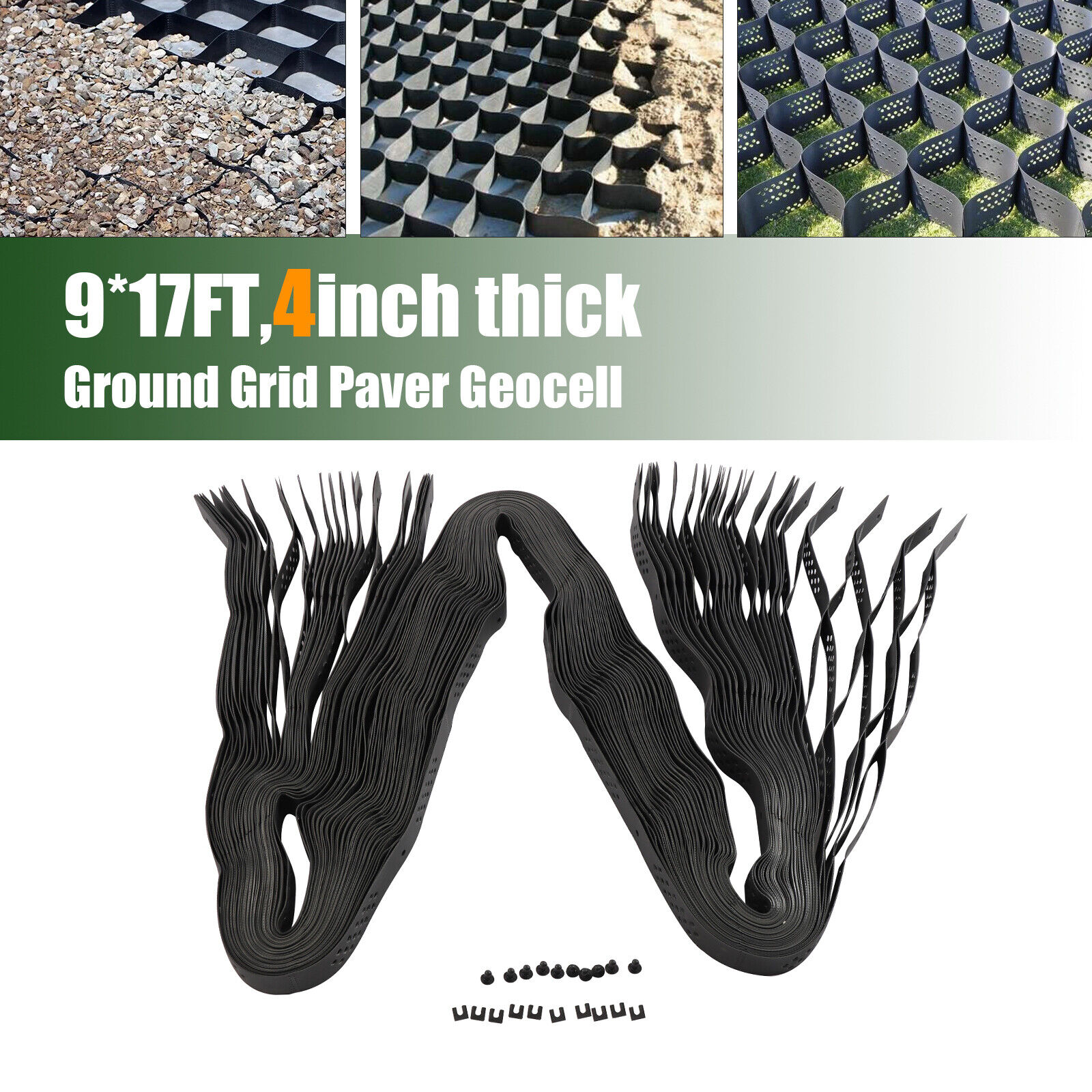 OUKANING Ground Grid Geocell Permeable Pavers 4 inch Thick
