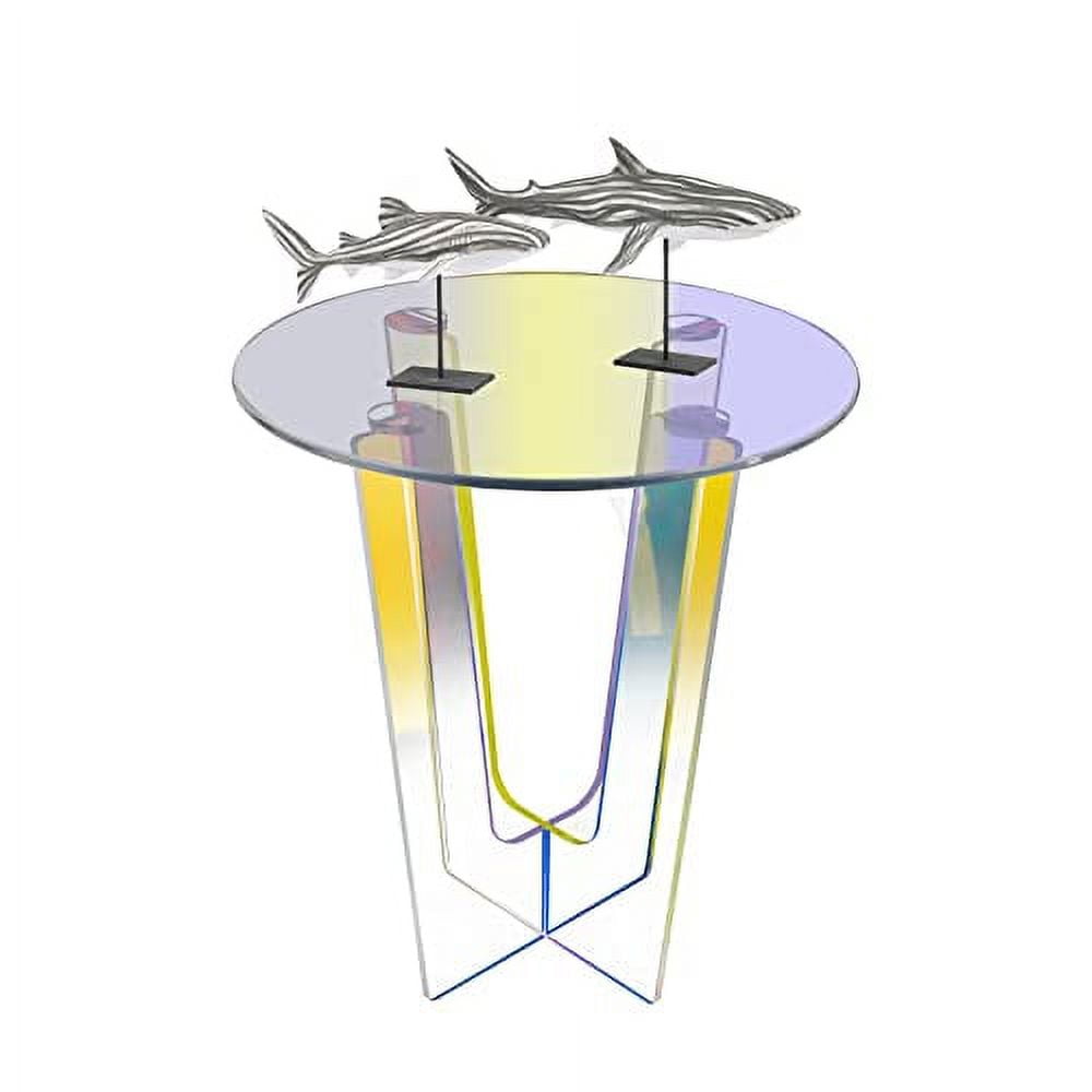 OUKANING Iridescent Coffee Table Rainbow End Table Acrylic Side Table