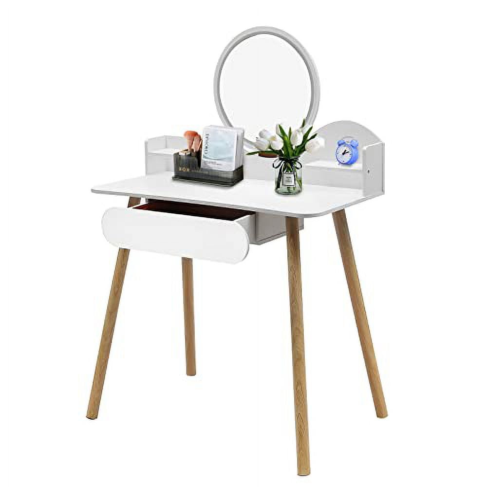 OUKANING Makeup Vanity Desk Set Freestanding Dressing Table 1 Drawer