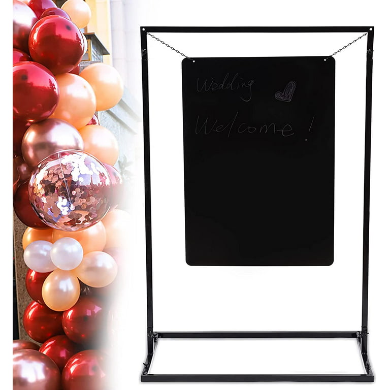 OUKANING Metal Wedding Welcome Sign Arch Stand Advertising Shelf Rack  Billboard Black 