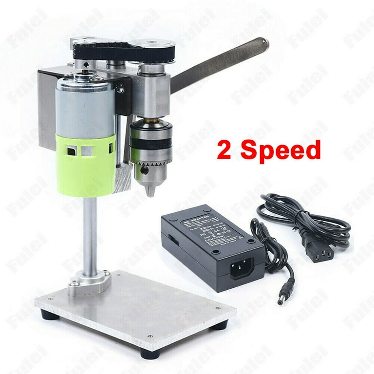Oukaning Mini Drill Press Bench Small Electric Drill Machine Work Bench 110-240V 100W Ups, Size: One size, Silver
