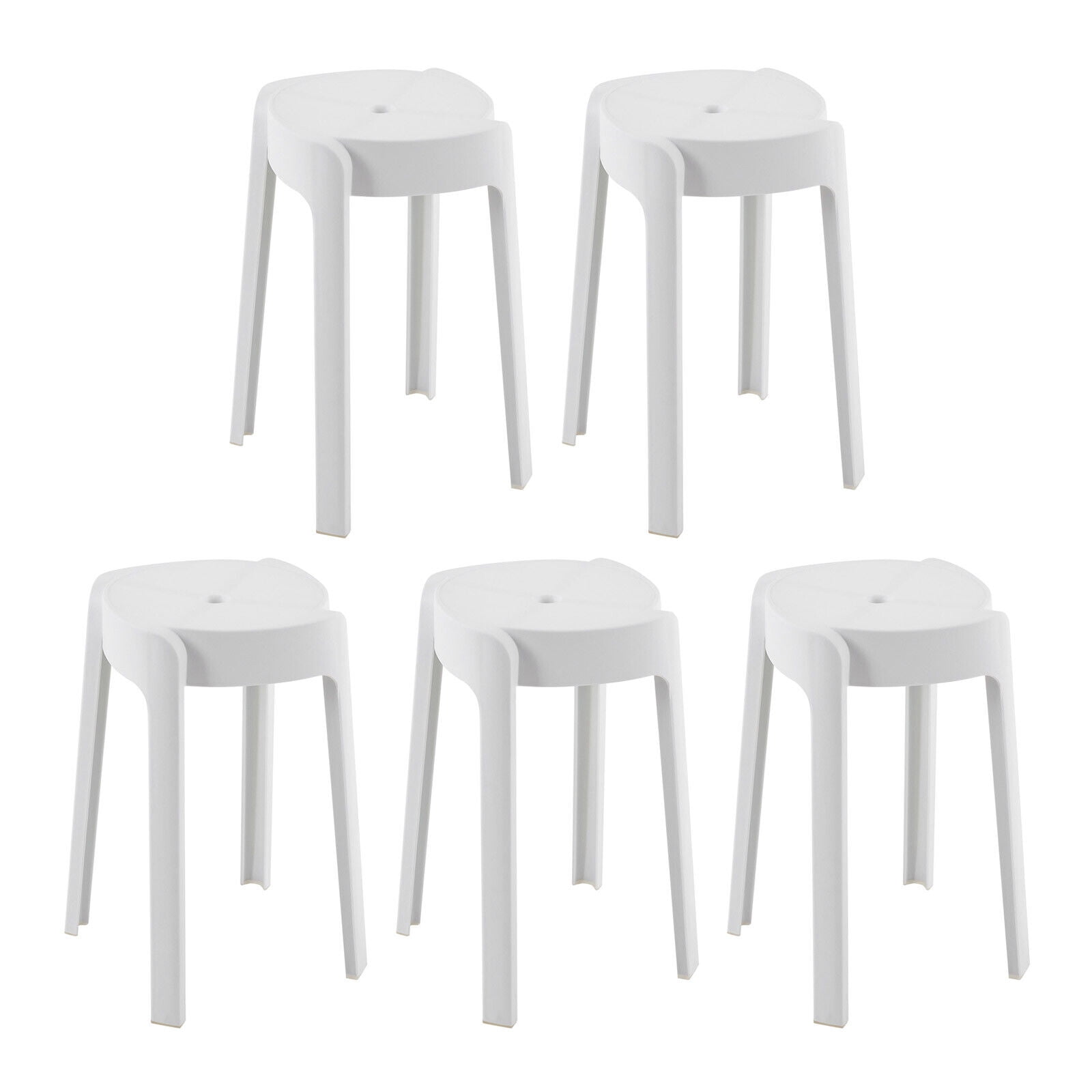OUKANING Pack of 5 Round Plastic Stools 18" Counter Height Kitchen Bar