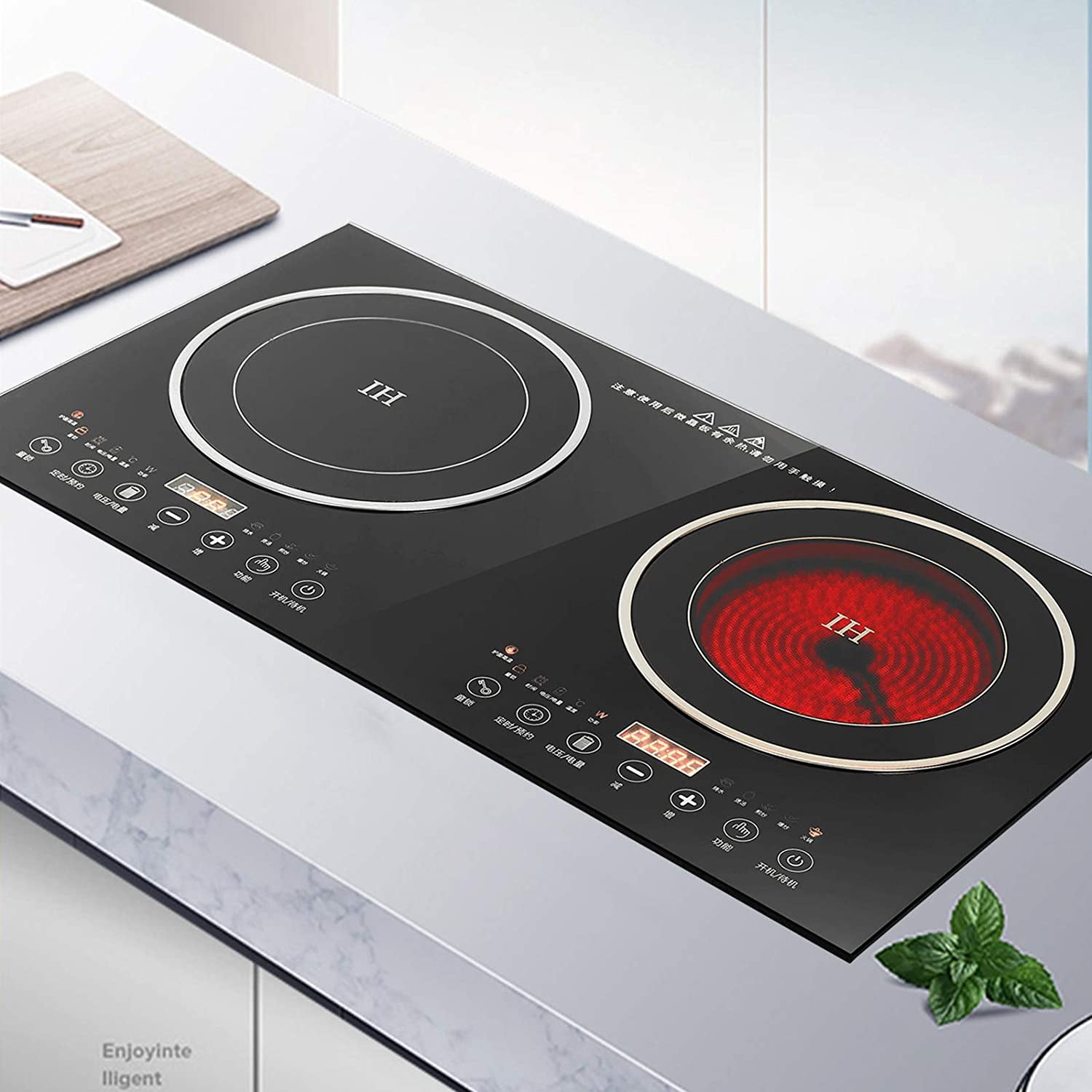 OUKANING Portable Electric Dual Cooker Cooktop Countertop Burner Double
