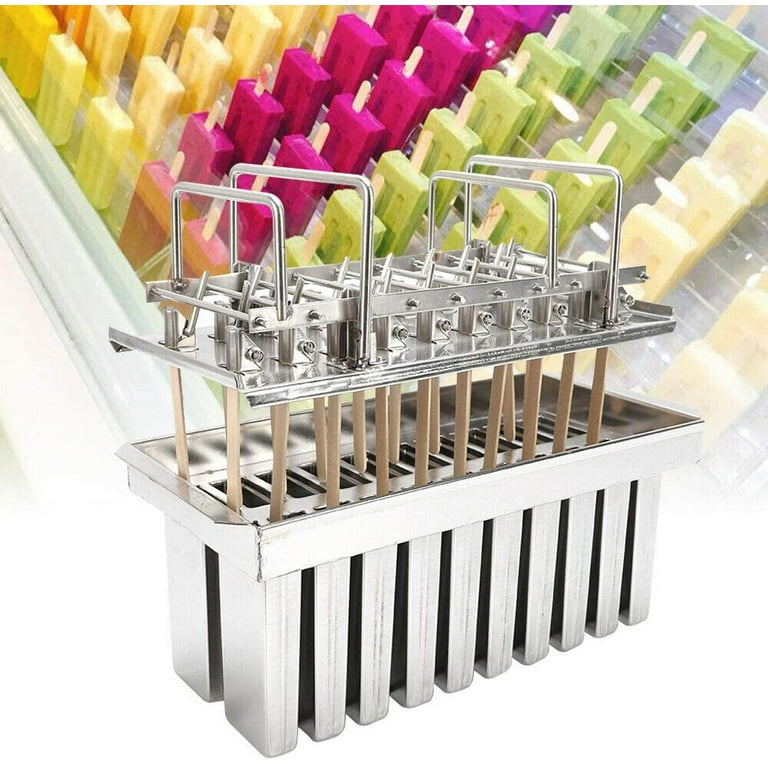 OUKANING Stainless Steel Ice Lolly Popsicle Molds Kit ，Stainless Steel  Molds Mold Ice Pop Lolly Popsicle Ice Cream Stick Holder + Cleaning Brush 