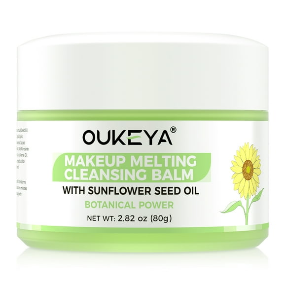 OUKEYA Cleansing Balm Makeup Remover with Sunflower Seed Oil and Botanical Extracts, Gentle for Sensitive Skin, 2.8 oz