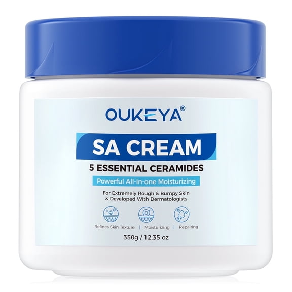 OUKEYA Moisturizing Body Lotion for Dry & Bumpy Skin with Ceramides & Salicylic Acid, 12.35 oz