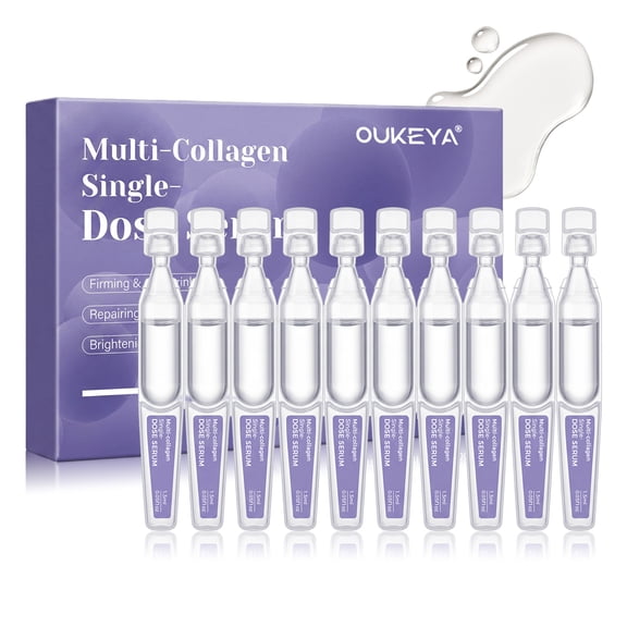 OUKEYA Multi-Collagen Peptide Serum, 10 Single-Use Vials, Firming & Anti-Aging Face Treatment