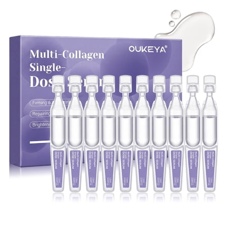 OUKEYA Multi-Collagen Peptide Serum, 10 Single-Use Vials, Firming & Anti-Aging Face Treatment