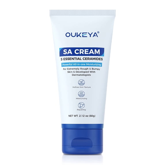 OUKEYA SA Cream for Bumpy and Dry Skin with Ceramides and Salicylic Acid, Daily Moisturizing Formula, 2.12 oz
