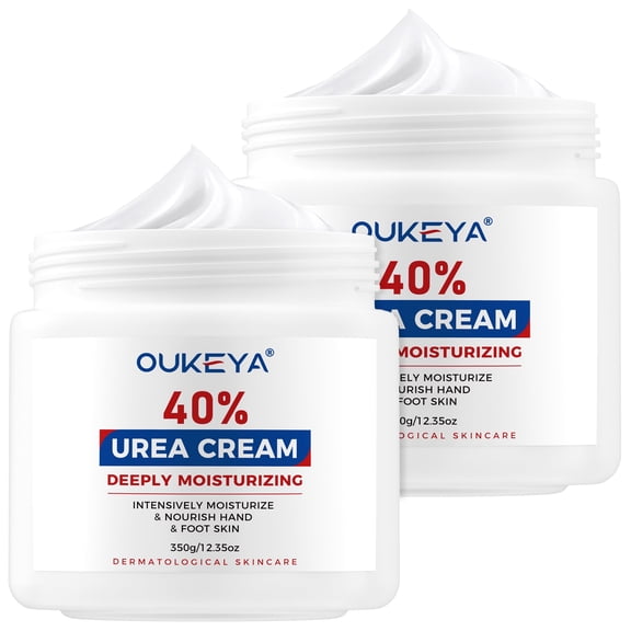 OUKEYA Urea Cream 40 Percent, Foot & Hand Cream for Dry Cracked, Urea Lotion for Feet Maximum Strength(12.35Oz X 2 Packs)