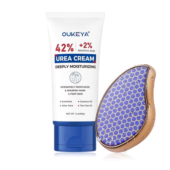 OUKEYA Urea Cream 42 Percent for Foot & Hand Cream with Foot Files for Dry Cracked Urea Lotion for Feet Maximum Strength Foot Cream for Dry Cracked Treatment
