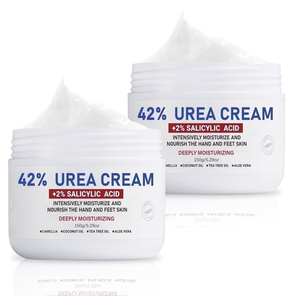 OUKEYA Urea & Salicylic Acid Cream for Dry & Cracked Skin, Hydrating Moisturizer, 2 Pack, 5.29 oz